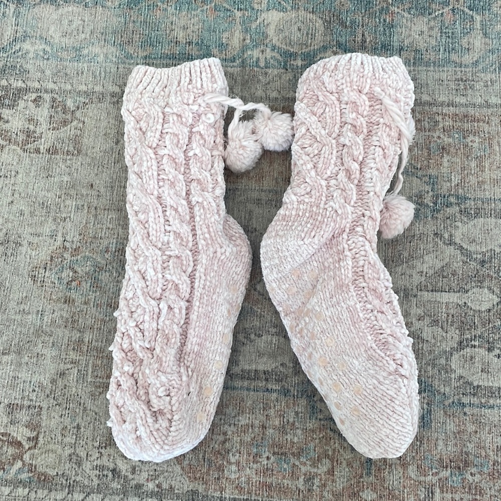 Pink cozy slipper socks